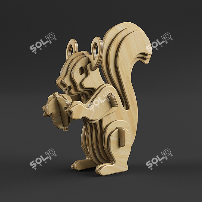 Title: Wooden Squirrel Model Kit 3D model image 1