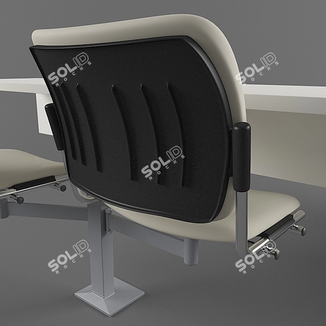 Modern College Chairs & Table Set 3D model image 1