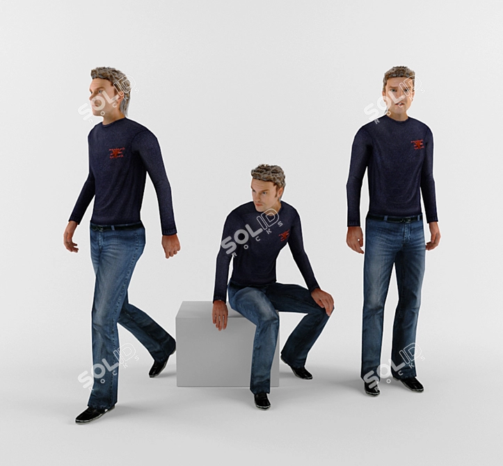 Poly Man in Sweater 3D model image 1