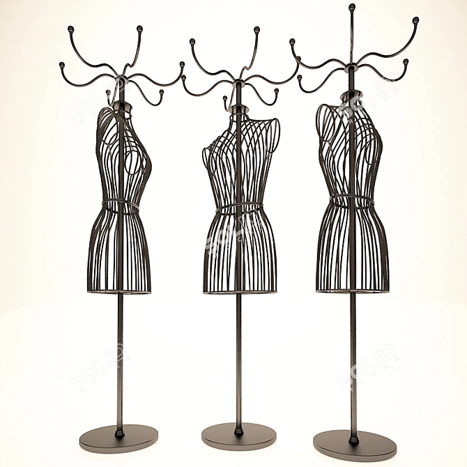 Metal-Prong Hanging Rack 3D model image 1