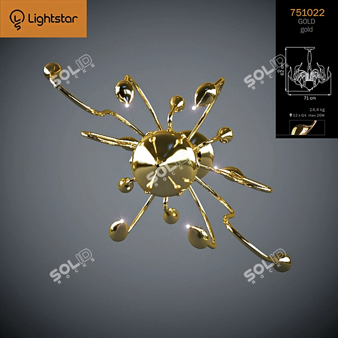 Italian Chandelier CIGNO COLLO - Elegant Pendant Light with Gold Metal 3D model image 2