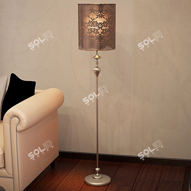 Sleek Chinese Floor Lamp 3D model image 2