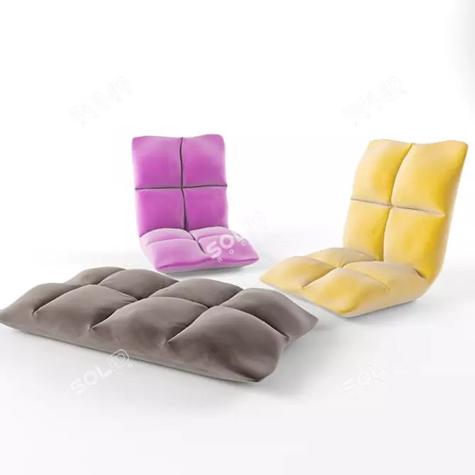 Foldable Floor Chair: Compact and Versatile 3D model image 1