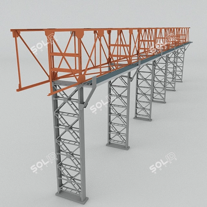 Versatile Cable and Pipe Industrial Rack 3D model image 1