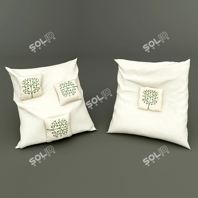 Premium Plush Pillows - Soft & Cozy 3D model image 1
