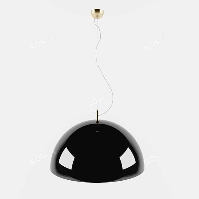 Black Lacquered Pendant Light - Elegant and Chic Design 3D model image 2