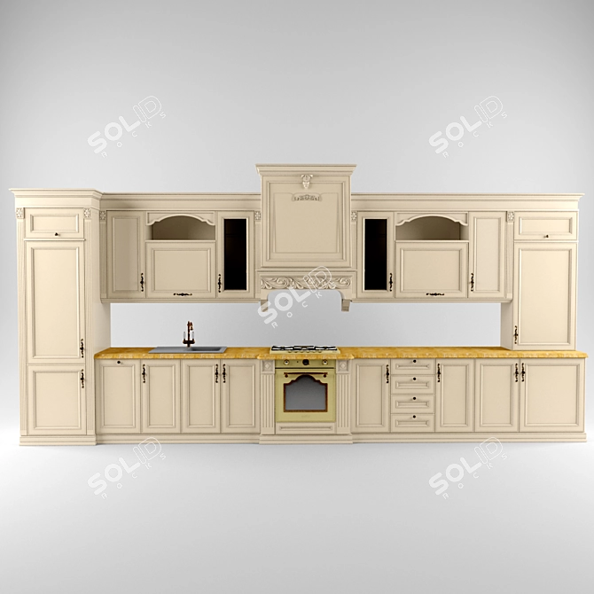 Elegant Heritage Kitchen 3D model image 1