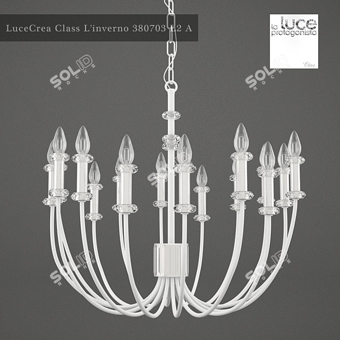 Elegant Matt White Chandelier with 9 Halo Lights 3D model image 1