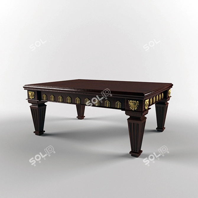 Elegant Wood & Gold Table 3D model image 1