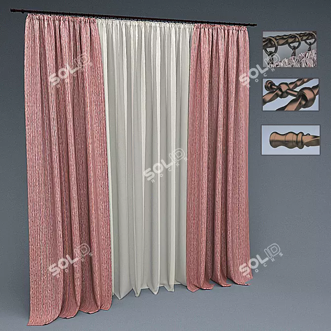 Elegant Classic Curtain 3D model image 1
