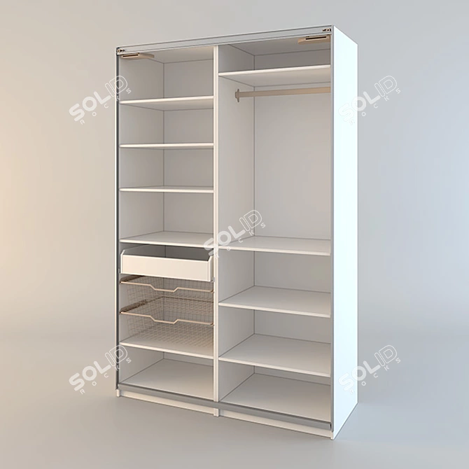 Sleek White PAX Wardrobe with Sliding Doors 3D model image 2