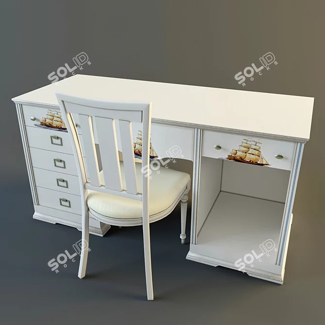 Elegant Domus Table Set 3D model image 1