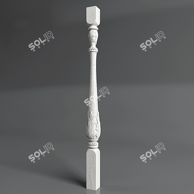 Elegant carved baluster 3D model image 1