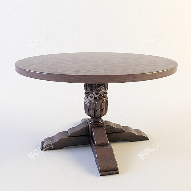 Rustic Oak Table 3D model image 1