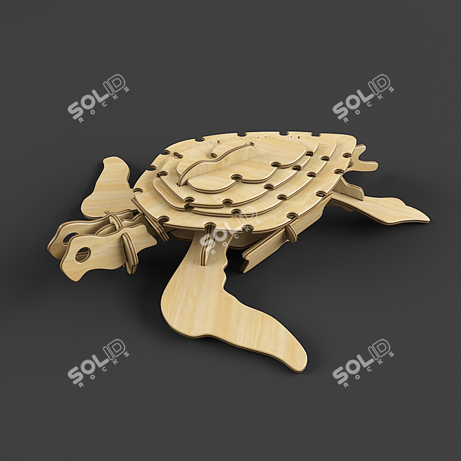 Wooden Turtle Model: 3D-FBX Files - 2011 & 2014 Versions 3D model image 1