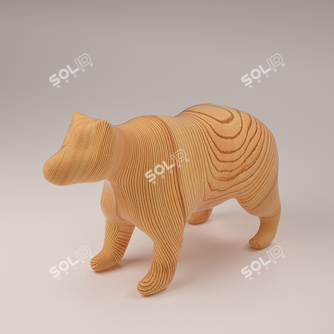 Wooden Bear Figurine 3D model image 1