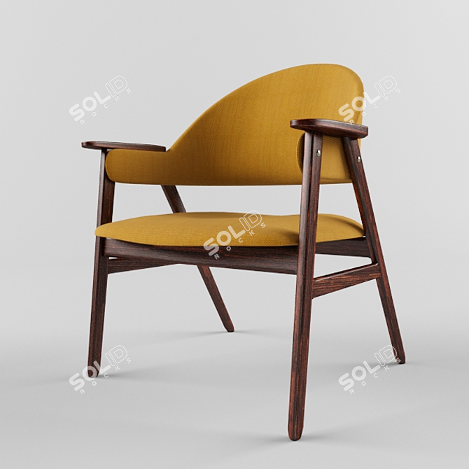 Vintage Teak Armchair: Mid Century Elegance 3D model image 1