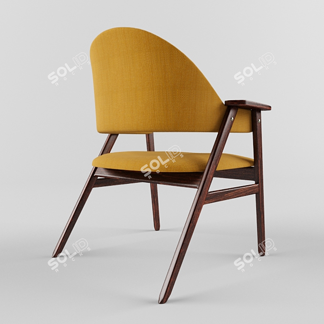 Vintage Teak Armchair: Mid Century Elegance 3D model image 2