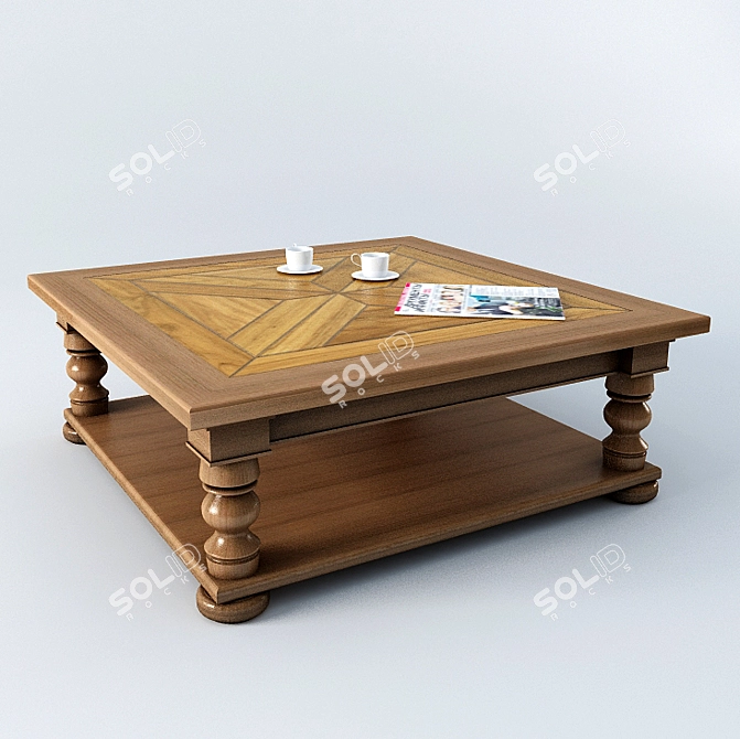 Solid Wood Coffee Table 3D model image 1