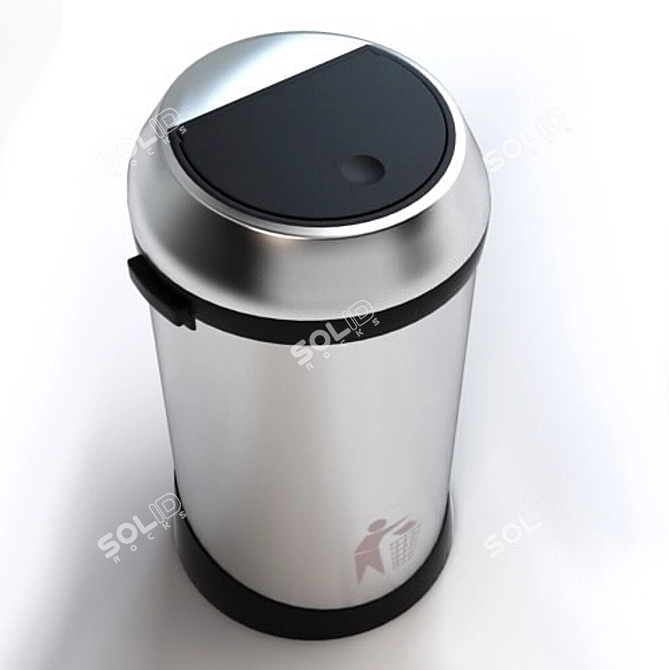 Sleek Steel Swing Top Trash Can 3D model image 1