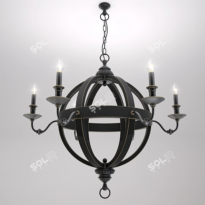 Gothic Iron Sphere Chandelier 3D model image 1