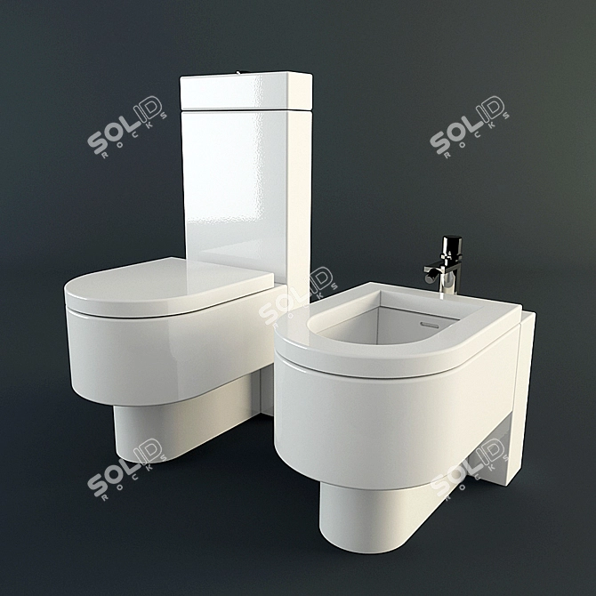 Hygienic Toilet Bidet: The Perfect Combo! 3D model image 1