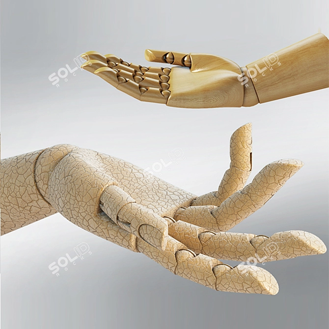 Artistic Wooden Hand Model 3D model image 1