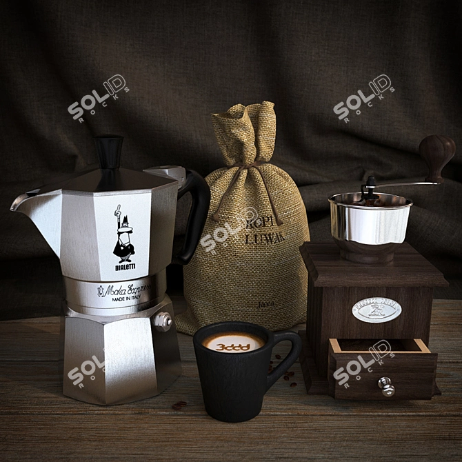 Authentic Coffee Brewing Set 3D model image 1