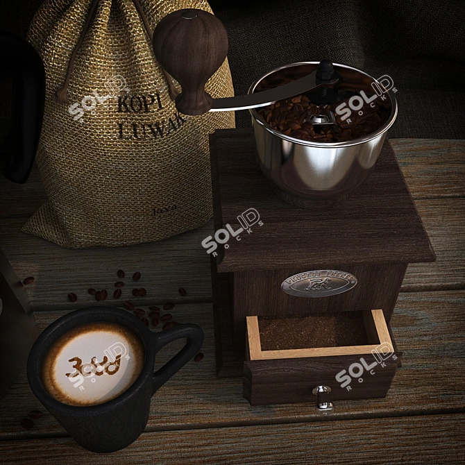 Authentic Coffee Brewing Set 3D model image 3