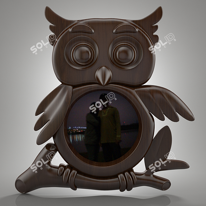 Wooden Owl Sculpture 3D model image 1