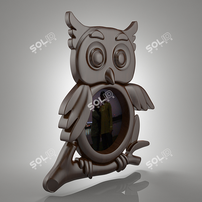 Wooden Owl Sculpture 3D model image 2