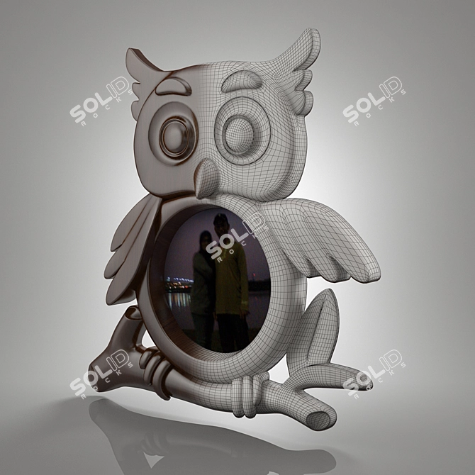 Wooden Owl Sculpture 3D model image 3