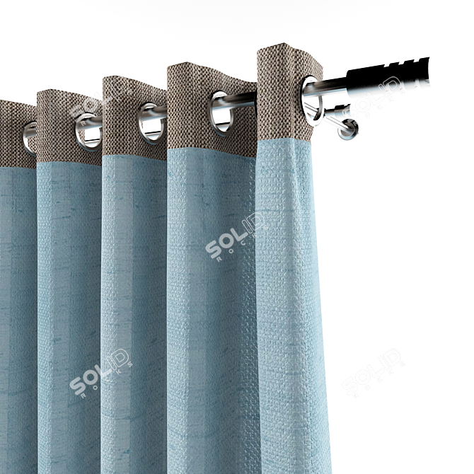 Eyelet Curtain with Sheer 3D model image 2