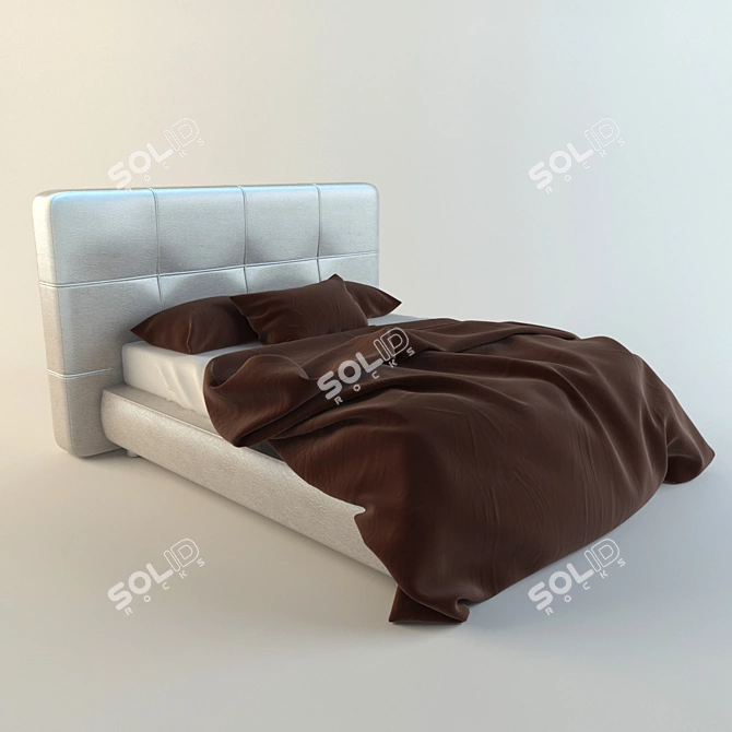 Stylish Double Bed 3D model image 1