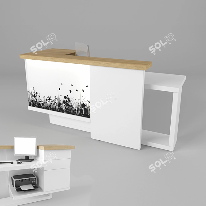 Modern Reception Desk - Custom Design 3D model image 2