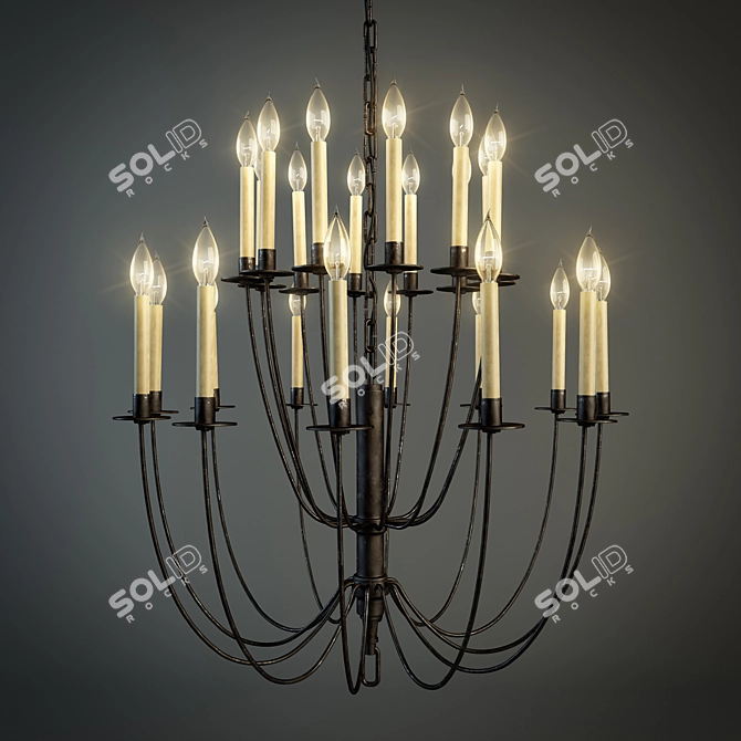 Elegant Hartford Chandelier 3D model image 1