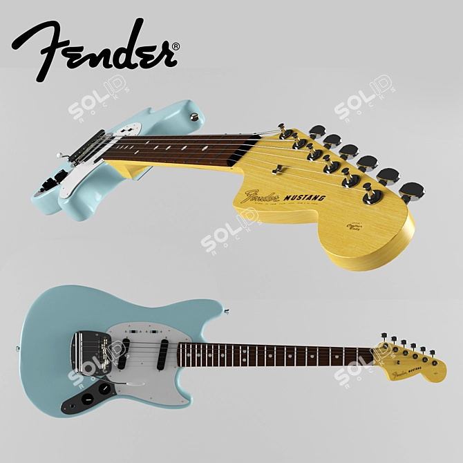 Title: Vintage Fender Mustang 1968 3D model image 1