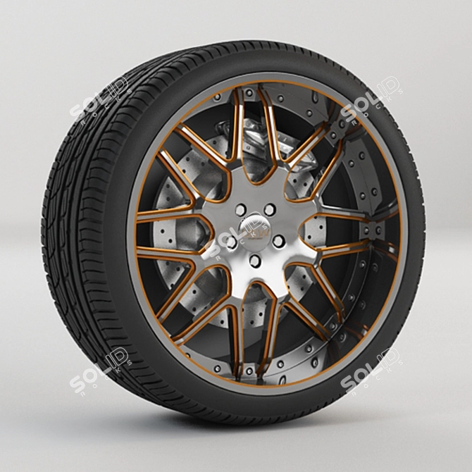 Sleek Camaro Wheel & Tire 3D model image 1