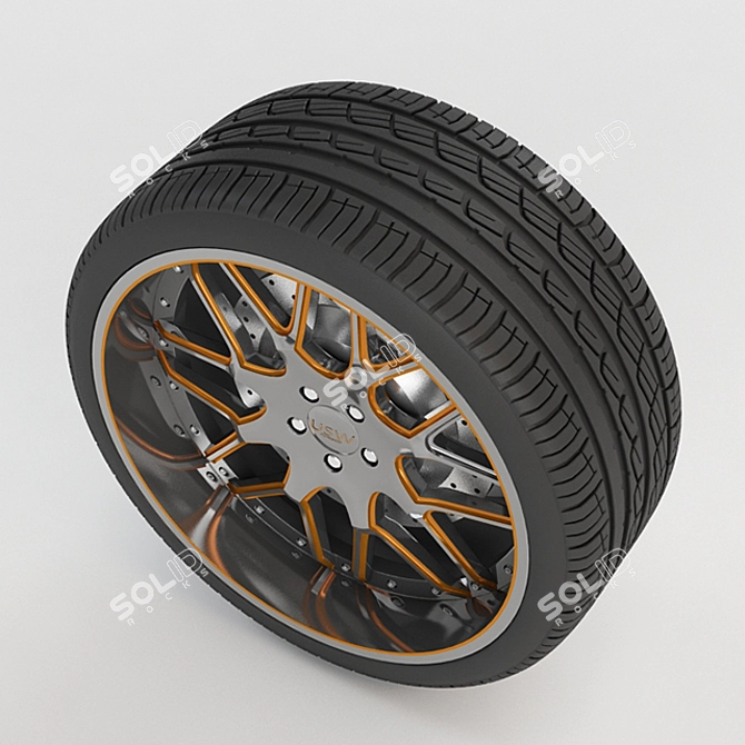 Sleek Camaro Wheel & Tire 3D model image 2