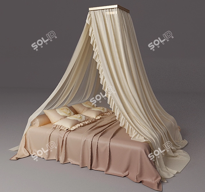 Elegant Canopy Bed 3D model image 1