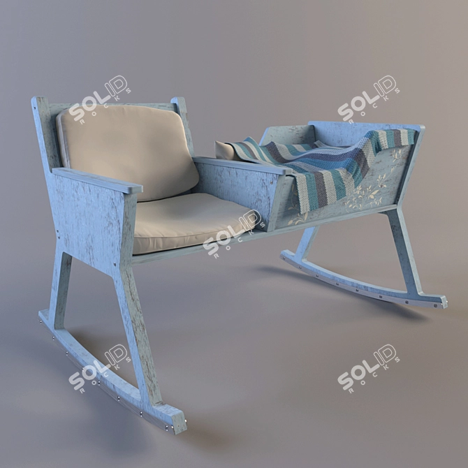 Title: Vintage Cradle Rocking Chair 3D model image 1