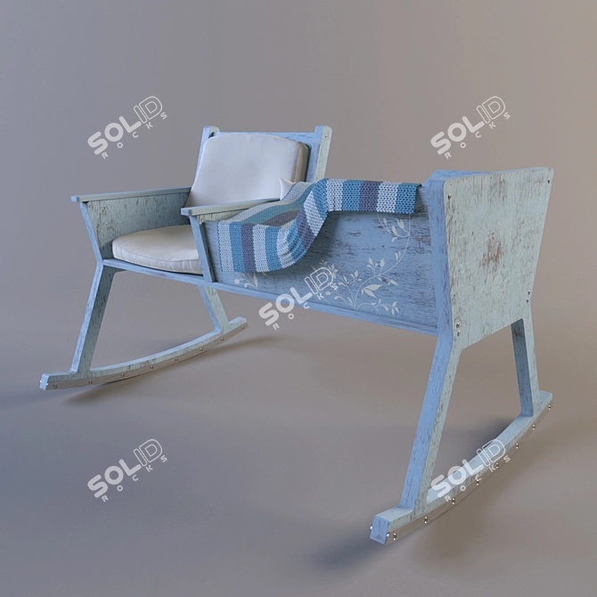 Title: Vintage Cradle Rocking Chair 3D model image 2