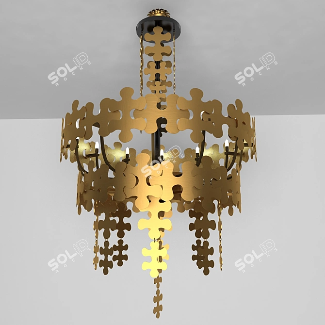 Luxury Gold and Black Chandelier 3D model image 1