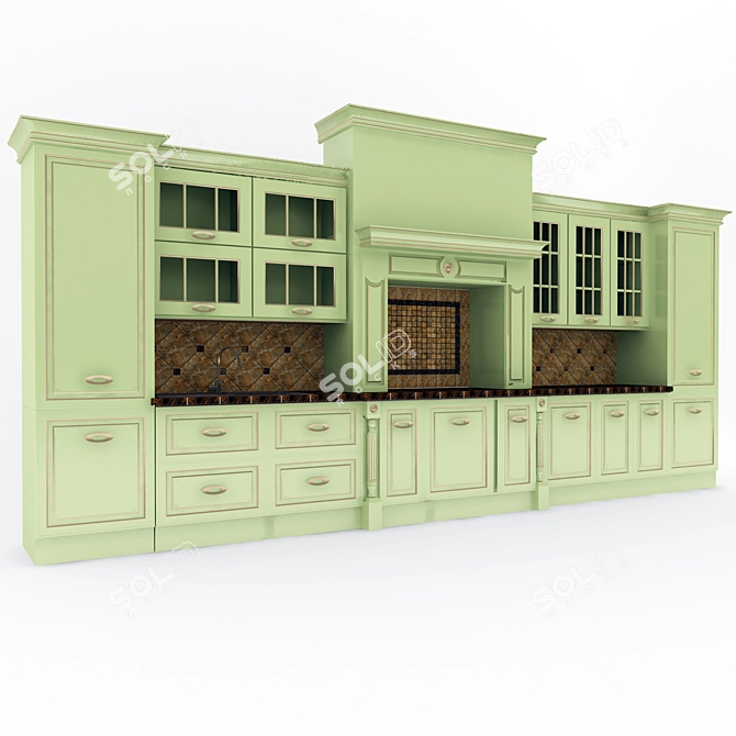 Sleek Modern Kitchen Set 3D model image 1