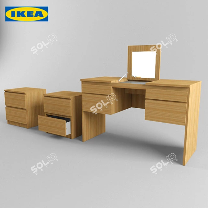 Modern Scandinavian Malm Ransbach Set 3D model image 1