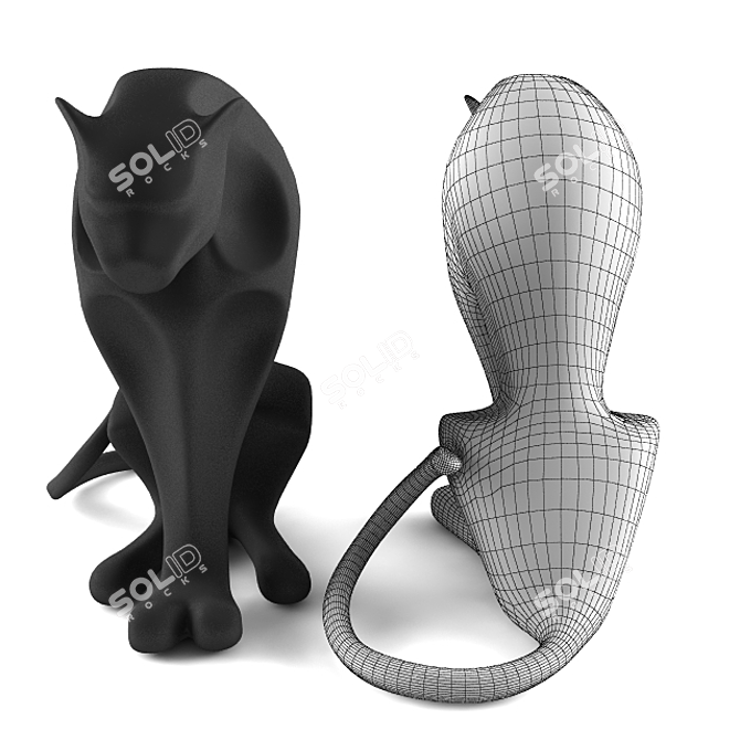 Striking Black Panther Sculpture 3D model image 3