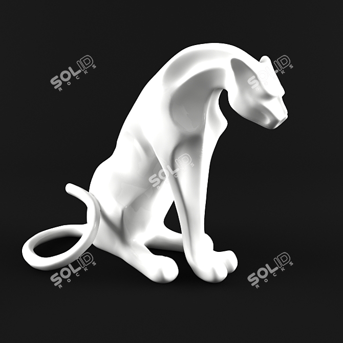 Striking Black Panther Sculpture 3D model image 1