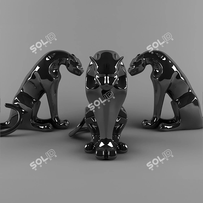 Striking Black Panther Sculpture 3D model image 2