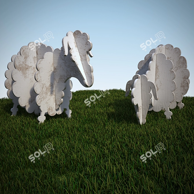 Wooden Sheep Doll 3D model image 1