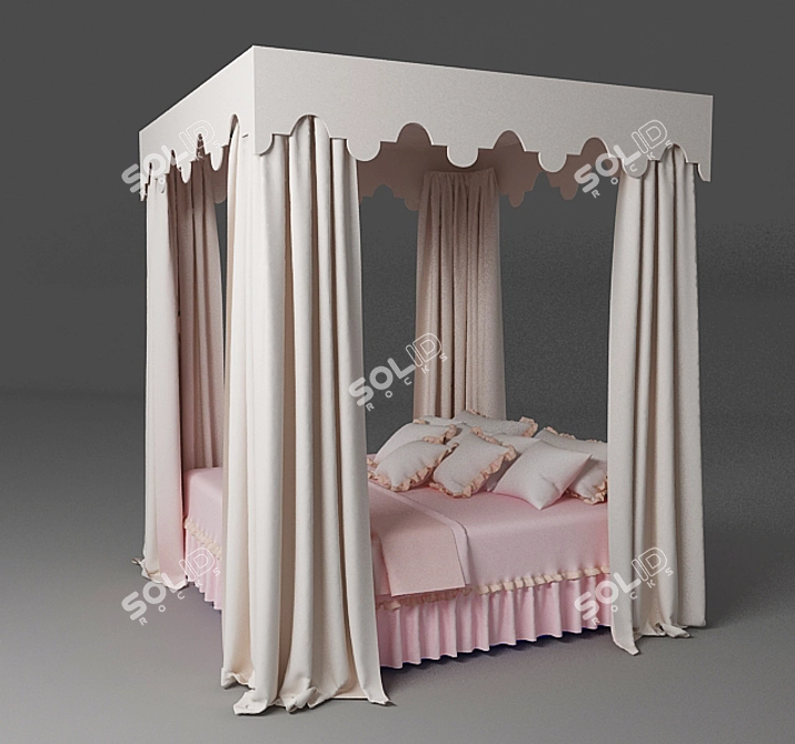 Rectangular Canopy Bed 3D model image 1